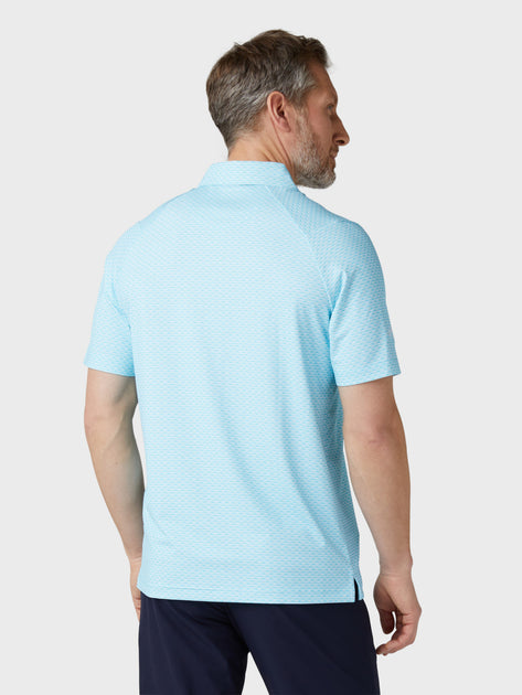 Men's All Over Tradmark Print Polo In Scuba Blue