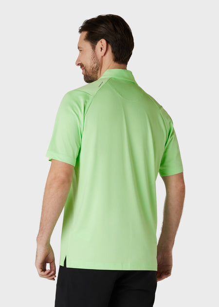 Solid Swing Tech Short Sleeve Golf Polo Shirt In Green Ash