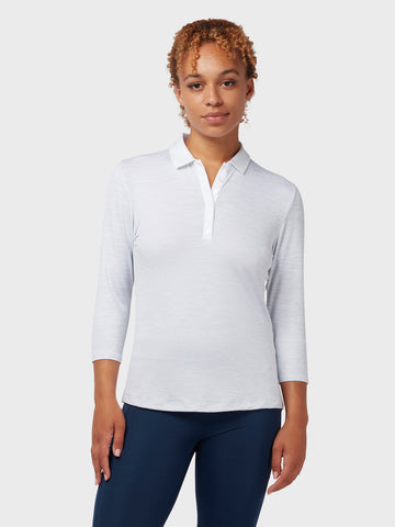 3/4 Length Sleeve Women's Polo In Brilliant White