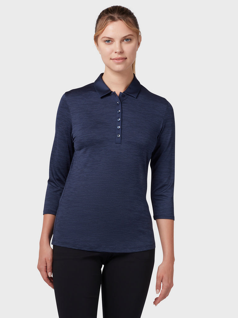 3/4 Length Sleeve Women's Polo In Peacoat